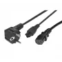 Exertis Connect Cable divisor de corriente - conector macho CEE 7/7 a conector hembra IEC C5 y C13, 10A 250V, 1,2 m cable principal / 0,6 m derivaciones, negro 808411