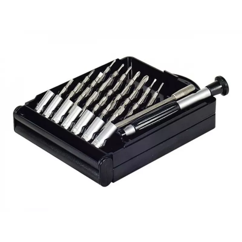 EXERTIS CONNECT Set de destornilladores de precisión, 11 piezas con 10 puntas intercambiables en caja de almacenamiento (815650)