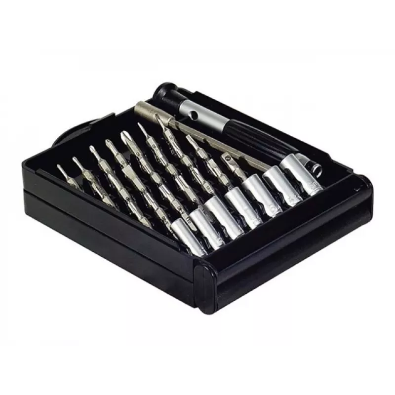 EXERTIS CONNECT Set de destornilladores de precisión, 11 piezas con 10 puntas intercambiables en caja de almacenamiento (815650)