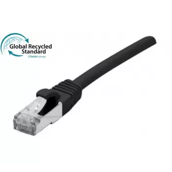 EXERTIS CONNECT Cable de red Cat. 6A S/FTP, TPE, libre de halógenos, certificado GRS, snagless, negro, 0,5 m 854547