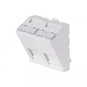 EXERTIS CONNECT embellecedor 45x45mm para 2 módulos Keystone, 30°, blanco señal RAL 9003 911711