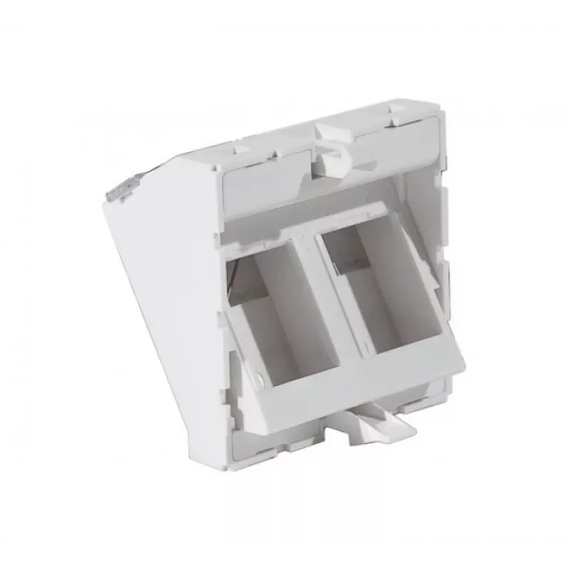 EXERTIS CONNECT embellecedor 45x45mm para 2 módulos Keystone, 30°, blanco señal RAL 9003 911711
