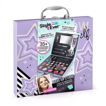 Canal Toys Make-Up Studio (OFG313) – Set de cosmética seguro para niños con 10 sombras de ojos, 6 brillos de labios, 2 coloretes, aplicadores, pinceles y estuche con espejo abatible