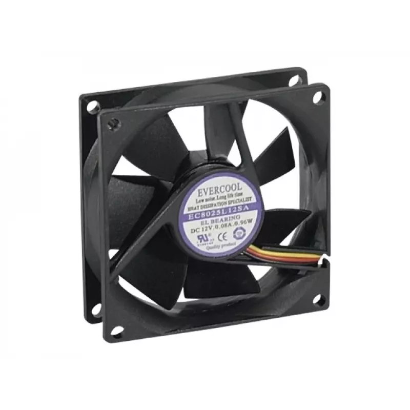 Exertis Connect Evercool Ventilador de caja de 80 mm – cojinete de deslizamiento, 2000 rpm, 26,5 CFM, negro 910184