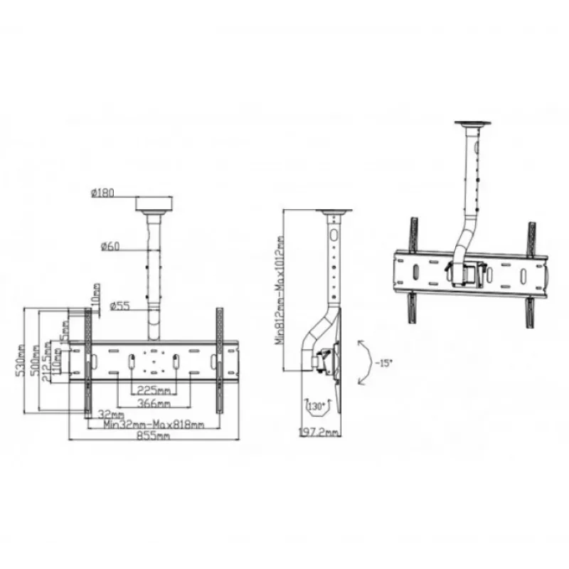 EXERTIS CONNECT Soporte de techo para pantallas planas de 37-60