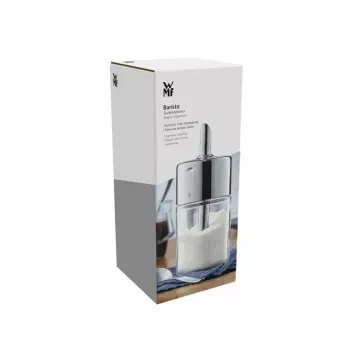 WMF Basic azucarero 200 ml, acero inoxidable Cromargan® y vidrio, plata/transparente