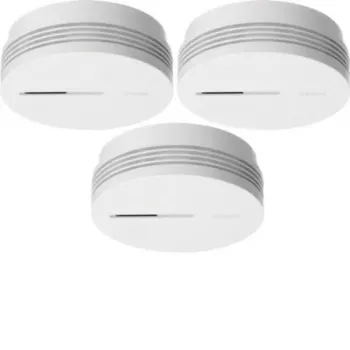 Hager TG600AL-3 set de detectores de humo con 3 detectores ópticos, batería de litio de 10 años