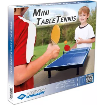 DONIC SCHILDKRÖT set de mini mesa de tenis de mesa, azul, plegable, 68 x 33 x 9 cm, con 2 palas, red, 2 pelotas 838576