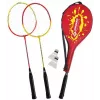 SCHILDKROT set de bádminton para 2 jugadores, rojo/amarillo, raquetas de acero templado, calidad recreativa, 970902