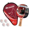 Donic Schildkröt 788450 Pala de tenis de mesa para principiantes y jugadores aficionados - goma negra, mango de madera, cóncava, madera de 5 capas, esponja de 1,0 mm, no homologada por la ITTF