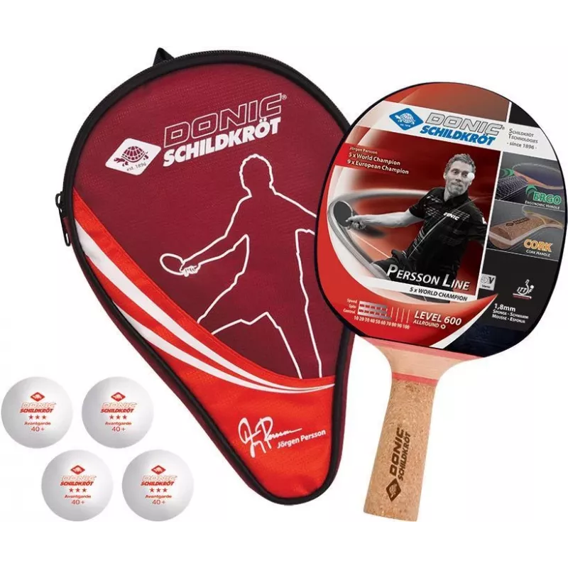 Donic Schildkröt 788450 Pala de tenis de mesa para principiantes y jugadores aficionados - goma negra, mango de madera, cóncava, madera de 5 capas, esponja de 1,0 mm, no homologada por la ITTF