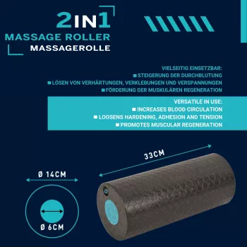SCHILDKROT Set de rodillo de masaje 2 en 1 negro/azul espuma EPP 960237