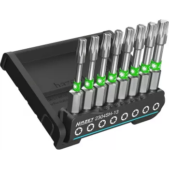 HAZET 2304SH-13 Juego de 8 puntas TORX interiores con accionamiento de 1/4 inch T10-T45, 25 mm, acero especial, fosfatado