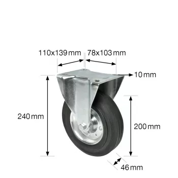 Wagner design yourself Rueda fija RO 8200 plateada, rueda de 50 mm, capacidad de carga 50 kg, acero galvanizado 4820001