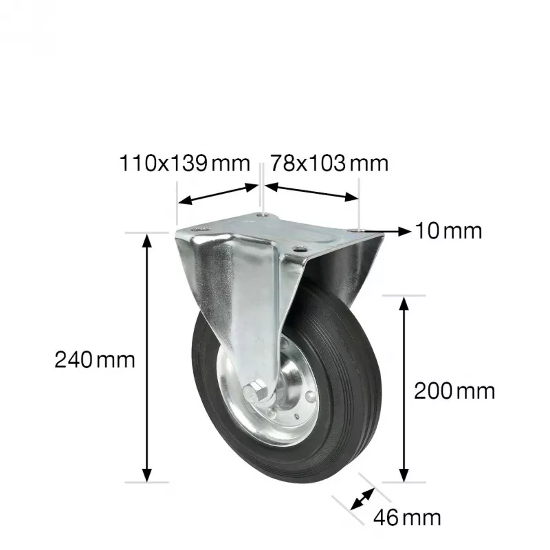 Wagner design yourself Rueda fija RO 8200 plateada, rueda de 50 mm, capacidad de carga 50 kg, acero galvanizado 4820001