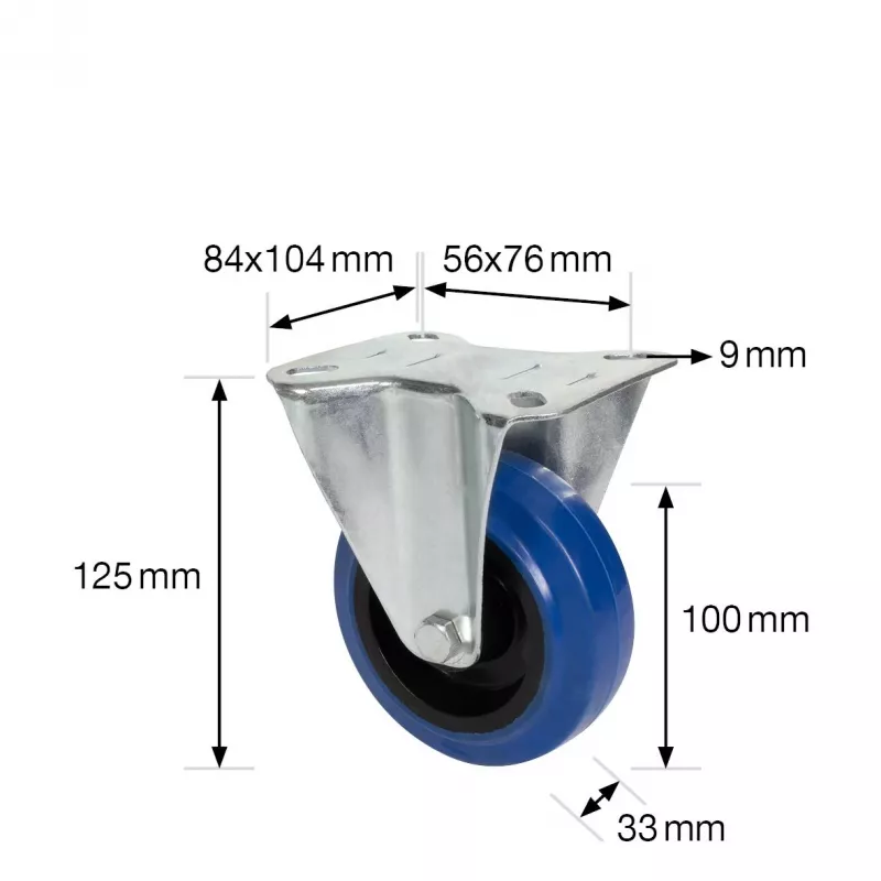 Wagner design yourself Rueda fija RO 8700, 75 mm, banda de rodadura azul/gris, capacidad de carga 50 kg, montaje en placa 4870001