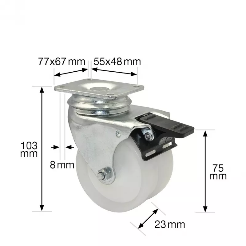 Wagner design yourself ECO RO 3277 Rueda giratoria doble 32 mm blanca/gris (3327701)
