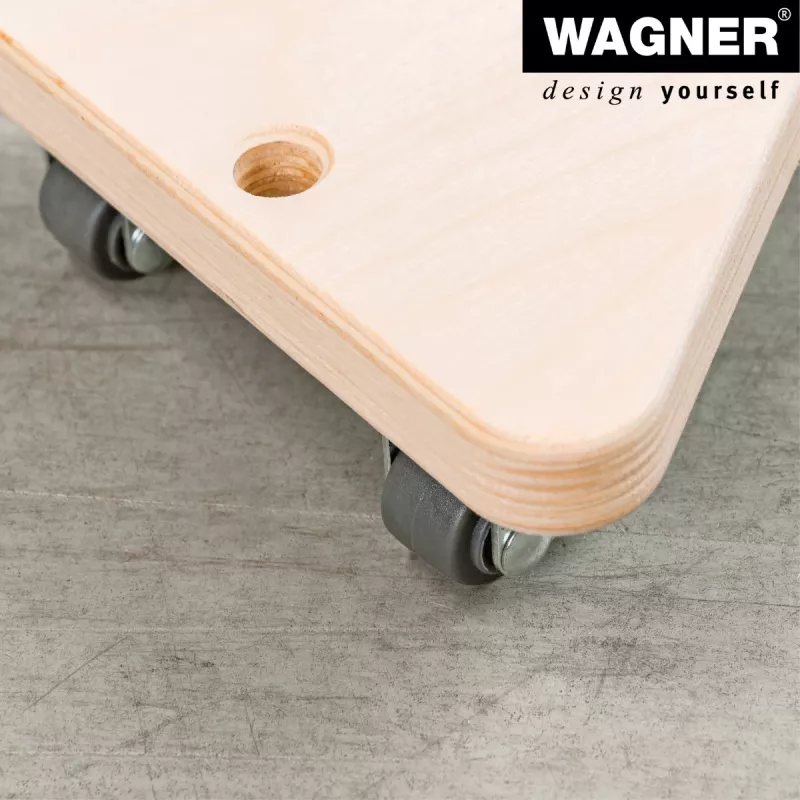 Wagner design yourself Rodillo de transporte MM 1313 Abedul 140 x 140 x 43 mm, 100 kg de carga, 4 ruedas giratorias 20131301