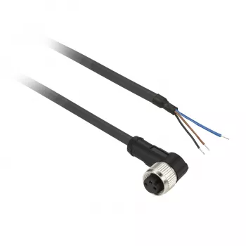 TMSS GERMANY Telemechanique Sensors Conector hembra M12 cable conector preensamblado, 4 polos, 5m PUR, Negro, Recto, IP67/IP65/IP69K, 4A, 250V AC/DC, serie OsiSense XZ - XZCP0666L5