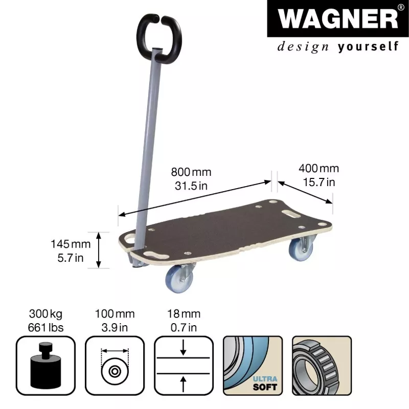 Wagner design yourself STAR CARRIER Carro de plataforma extensible MM 1187 Marrón 300 kg 20118701