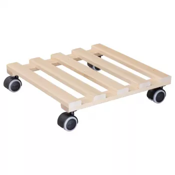 Wagner design yourself Rodillo portamacetas GH 0438, cuadrado, madera maciza de haya, 34 x 34 x 8 cm, 4 ruedas giratorias, 100 kg de carga, Natural, personalizable 20043801