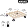 Wagner design yourself Rodillo portamacetas GH 0438, cuadrado, madera maciza de haya, 34 x 34 x 8 cm, 4 ruedas giratorias, 100 kg de carga, Natural, personalizable 20043801
