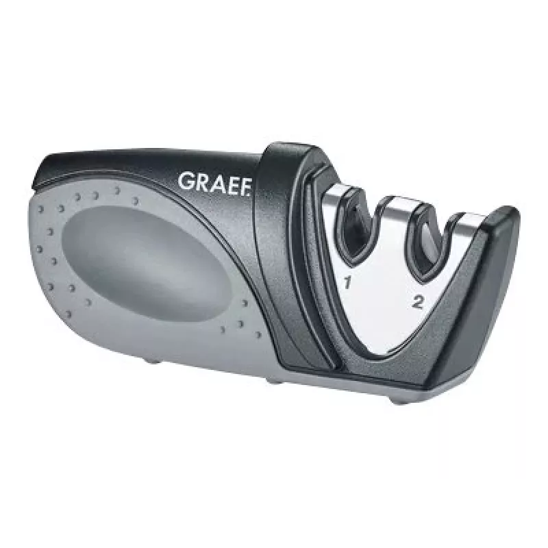 GRAEF Piccolo Afilador de cuchillos manual set de 12 piezas con expositor, ángulo de 20°, Negro