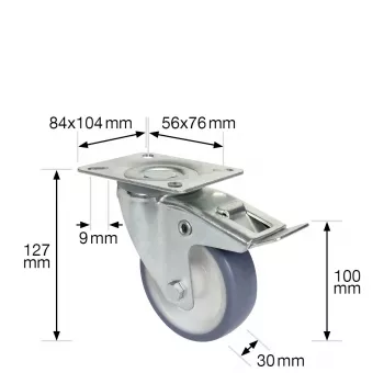 Wagner design yourself rueda giratoria RO 7600 gris 75 mm (4760001)