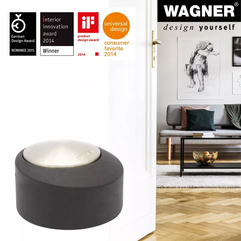 Wagner Design Yourself EH 5181 tope de puerta de suelo, zamak con tope de goma, níquel mate, 50 mm 15518111