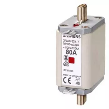 Siemens SENTRON cartucho fusible NH, tamaño NH00, gG, 100 A, 500 V AC / 250 V DC, contactos de cuchilla 3NA68307