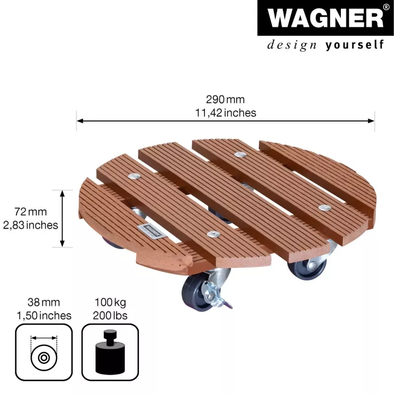 Wagner design yourself rodillo para plantas WPC GH 0535 redondo marrón 29 x 7,5 cm 20053501