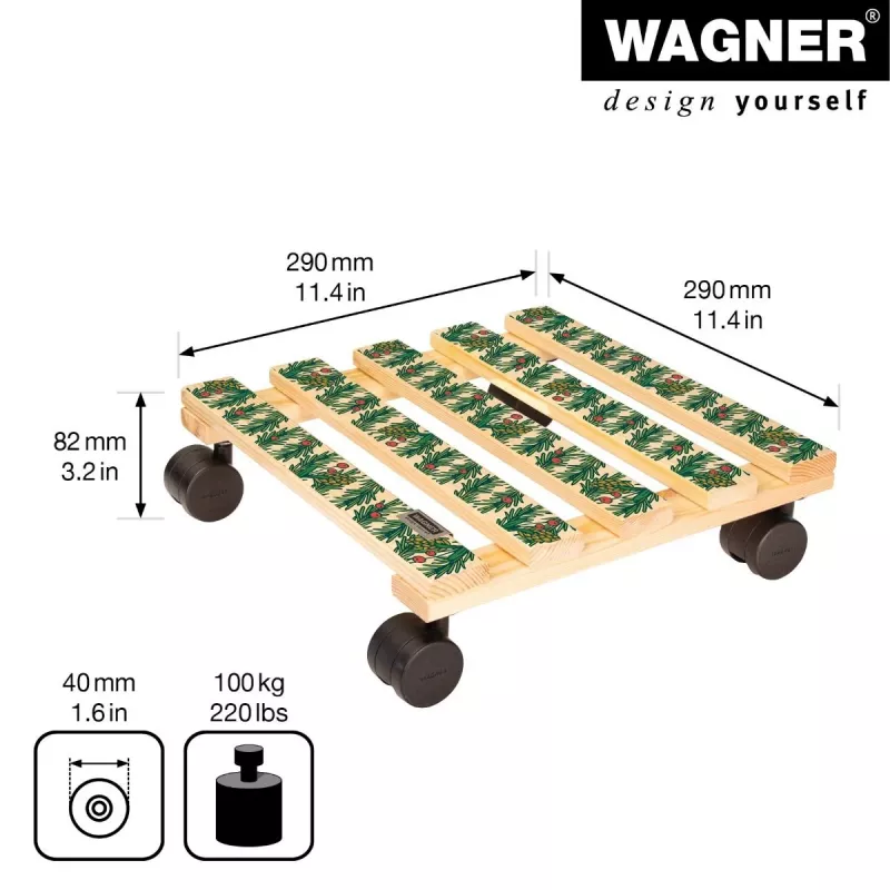 WAGNER design yourself rodillo para plantas GH0653 cuadrado madera 29x8 cm 20065301