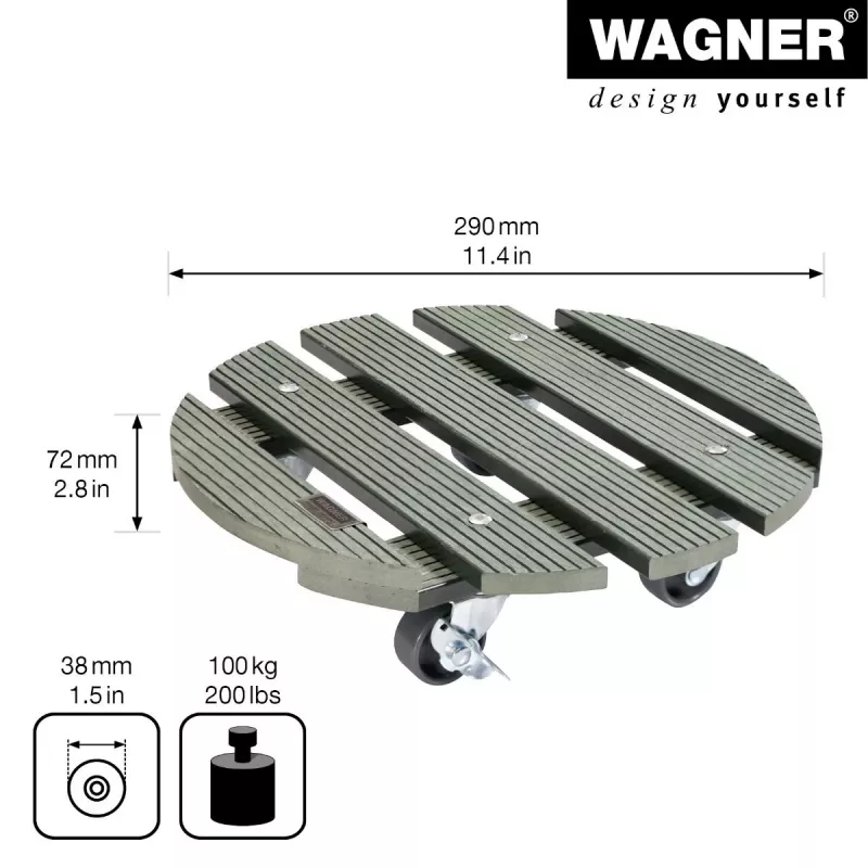 WAGNER design yourself rodillo para plantas GH0528 plástico, Ø 29 cm verde oscuro redondo, 1 ud. 20052801