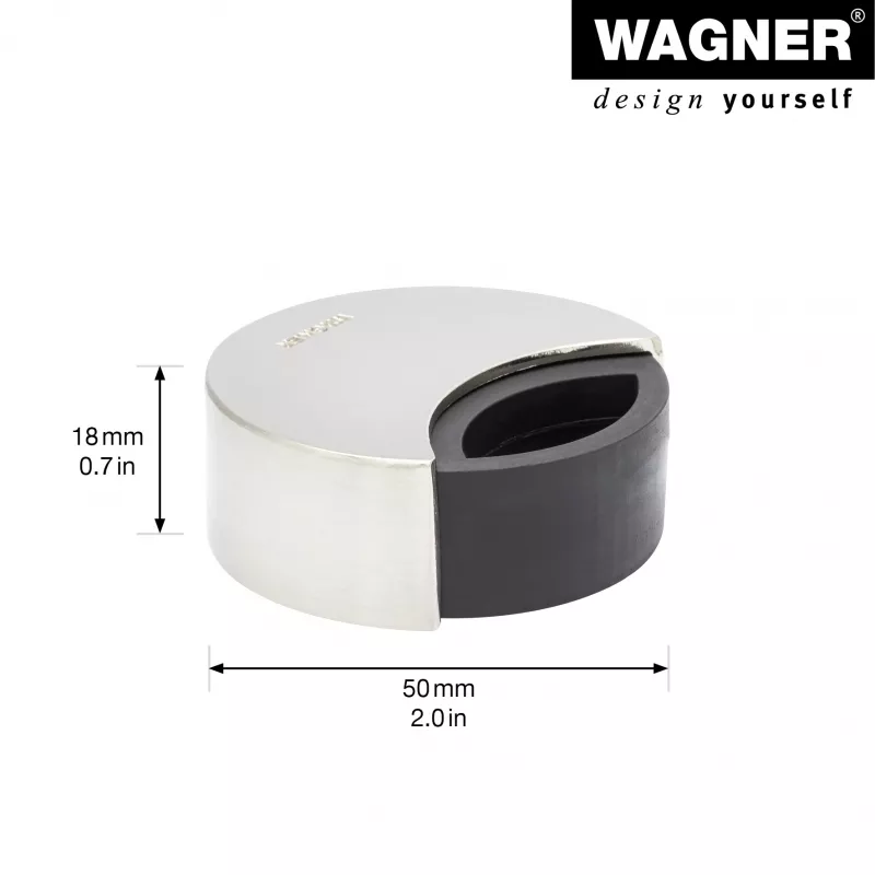 Wagner design yourself EH 5151 tope de puerta de zamak con tope de goma, cromado, Ø50 mm, para atornillar, plata 15515111