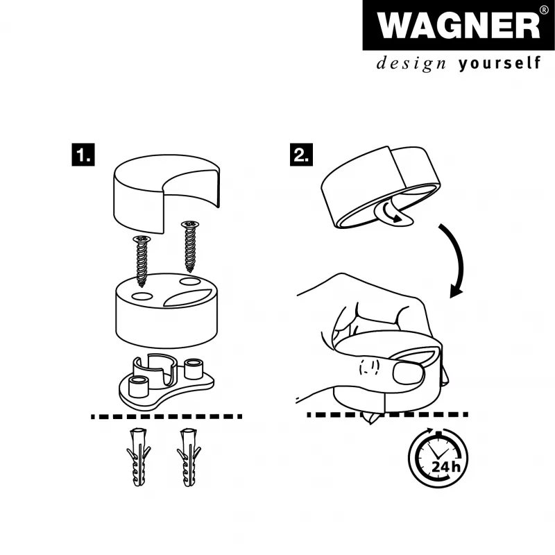 Wagner design yourself EH 5151 tope de puerta de zamak con tope de goma, cromado, Ø50 mm, para atornillar, plata 15515111