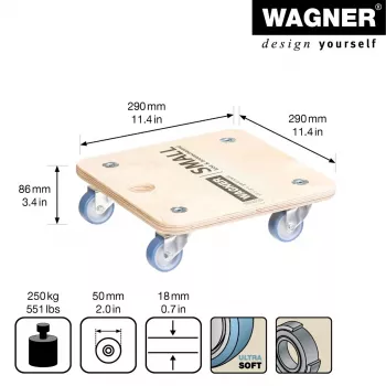 Wagner design yourself rueda de transporte MM 1353 abedul 29,0 x 29,0 x 8,6 cm hasta 250 kg (20135301)
