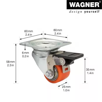 Wagner design yourself rueda giratoria de carga pesada RO 7935 rojo 75 mm 100 kg 4793501