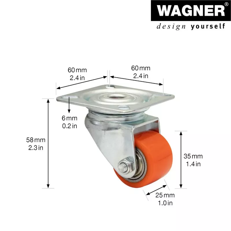 Wagner design yourself rueda giratoria de carga pesada RO 6935 rojo (4693501)