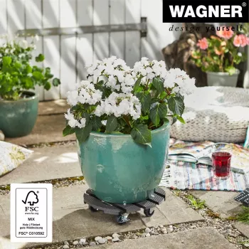 WAGNER design yourself carro para plantas GH0527 plástico, Ø 29 cm blanco redondo, 1 ud. (20052701)