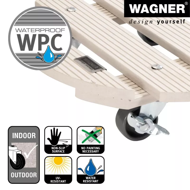 WAGNER design yourself carro para plantas GH0527 plástico, Ø 29 cm blanco redondo, 1 ud. (20052701)