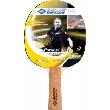 DONIC SCHILDKRÖT Persson 500 Palas de tenis de mesa con mango de corcho, goma Elite, esponja de 1,6 mm, orientadas al control 728451