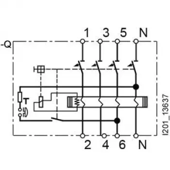 Siemens SENTRON 5SV36448 Interruptor diferencial, tipo A, 40 A, 300 mA, 4 polos, 400 V, selectivo