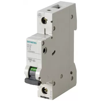 Siemens 5SL61026 SENTRON 5SL Interruptor automático, 1 polo, 2 A, curva C, poder de corte 6 kA, 230/400 V AC, montaje en carril DIN, 1 módulo de ancho