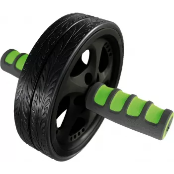 SCHILDKROT Rueda abdominal / entrenador de abdominales, negro/verde, rueda doble, 185 mm de diámetro, 45 mm de ancho 960045