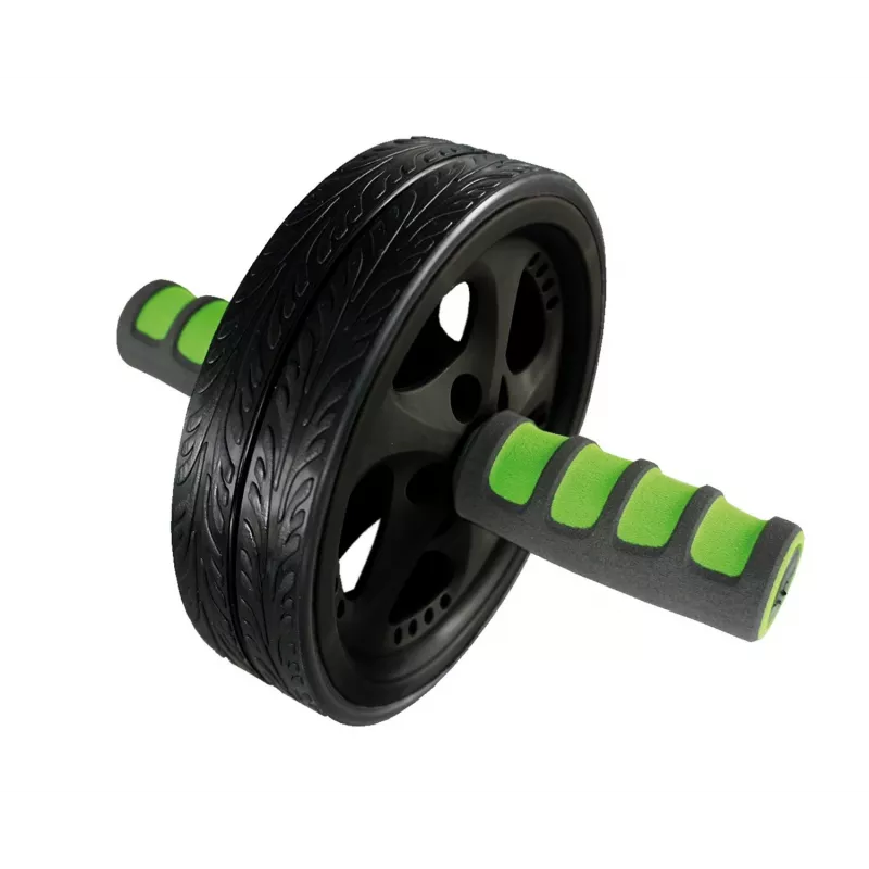 SCHILDKROT Rueda abdominal / entrenador de abdominales, negro/verde, rueda doble, 185 mm de diámetro, 45 mm de ancho 960045