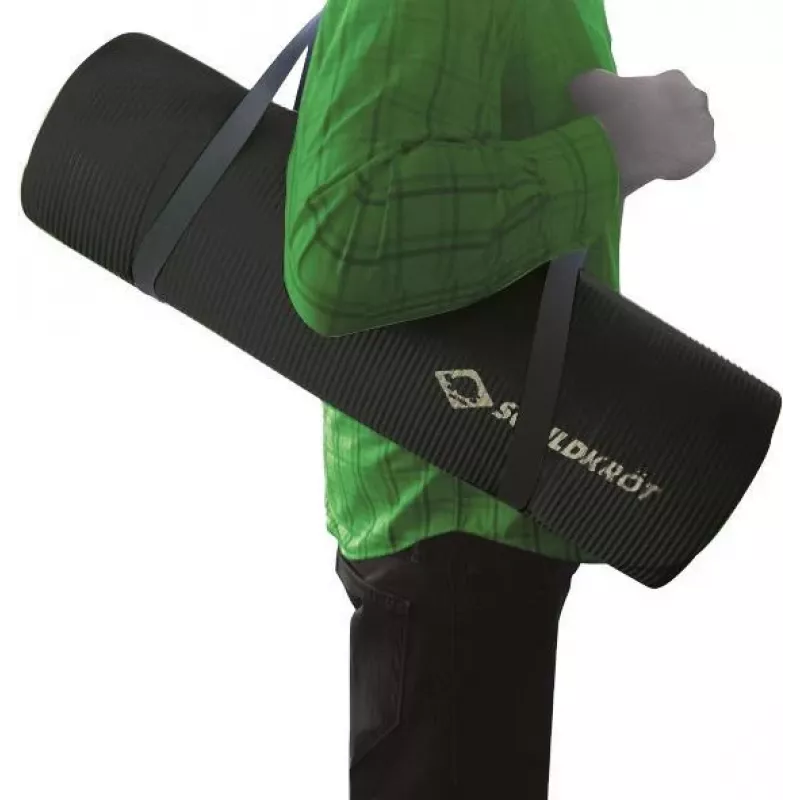SCHILDKROT Esterilla de fitness 15 mm negra antideslizante NBR 183x61 cm con correa de transporte 960160