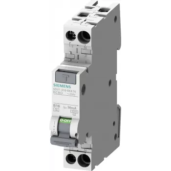 Siemens 5SV1316-7KK06 RCBO, 1P+N, 6 A, curva C, 30 mA, tipo A, 6 kA