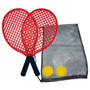 Schildkröt set de tenis de playa, negro/rojo – 2 palas de plástico y pelota blanda 970130
