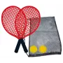Schildkröt set de tenis de playa, negro/rojo – 2 palas de plástico y pelota blanda 970130