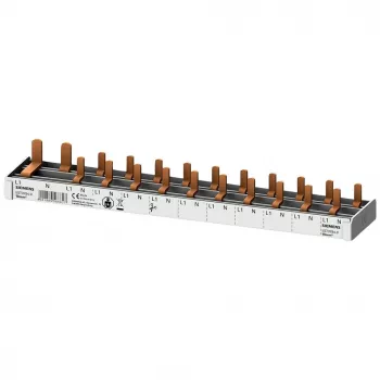 SIEMENS 5ST37840 barra colectora de pines 16mm², 1x interruptor diferencial 1P+N + 10x aparatos compactos, 12 TE